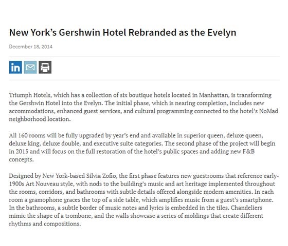 New Yorks Gershwin Hotel Rebranded as The Evelyn