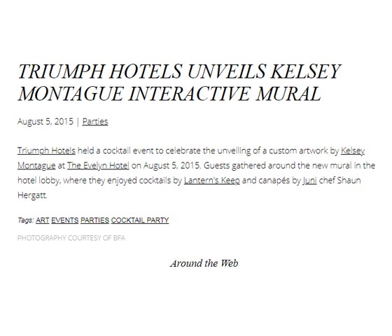 TRIUMPH HOTELS UNVEILS KELSEY MONTAGUE INTERACTIVE MURAL